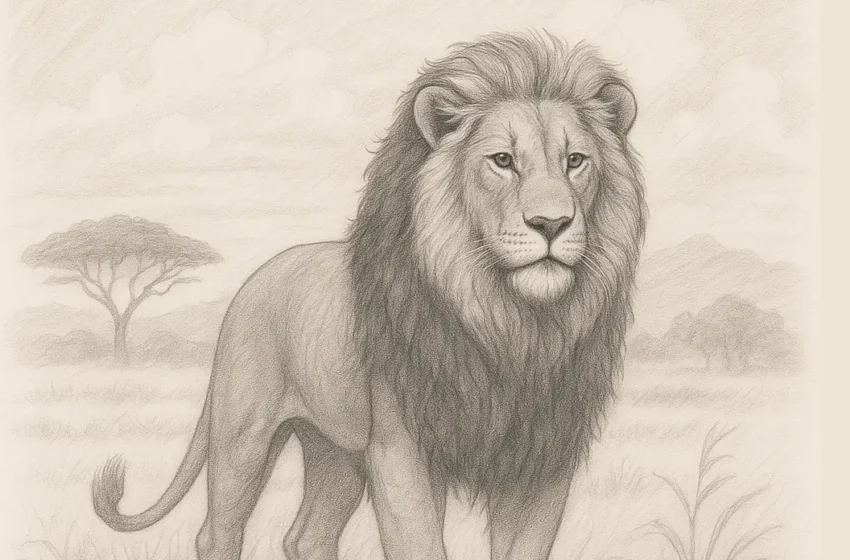How to draw a lion with simple shapes
