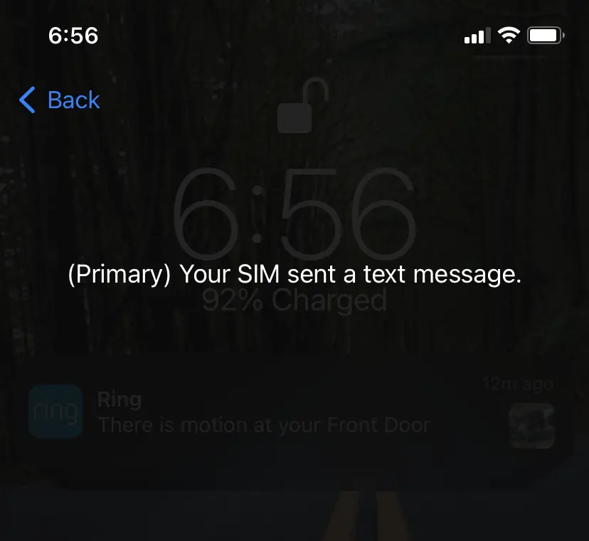 Your sim sent a text message